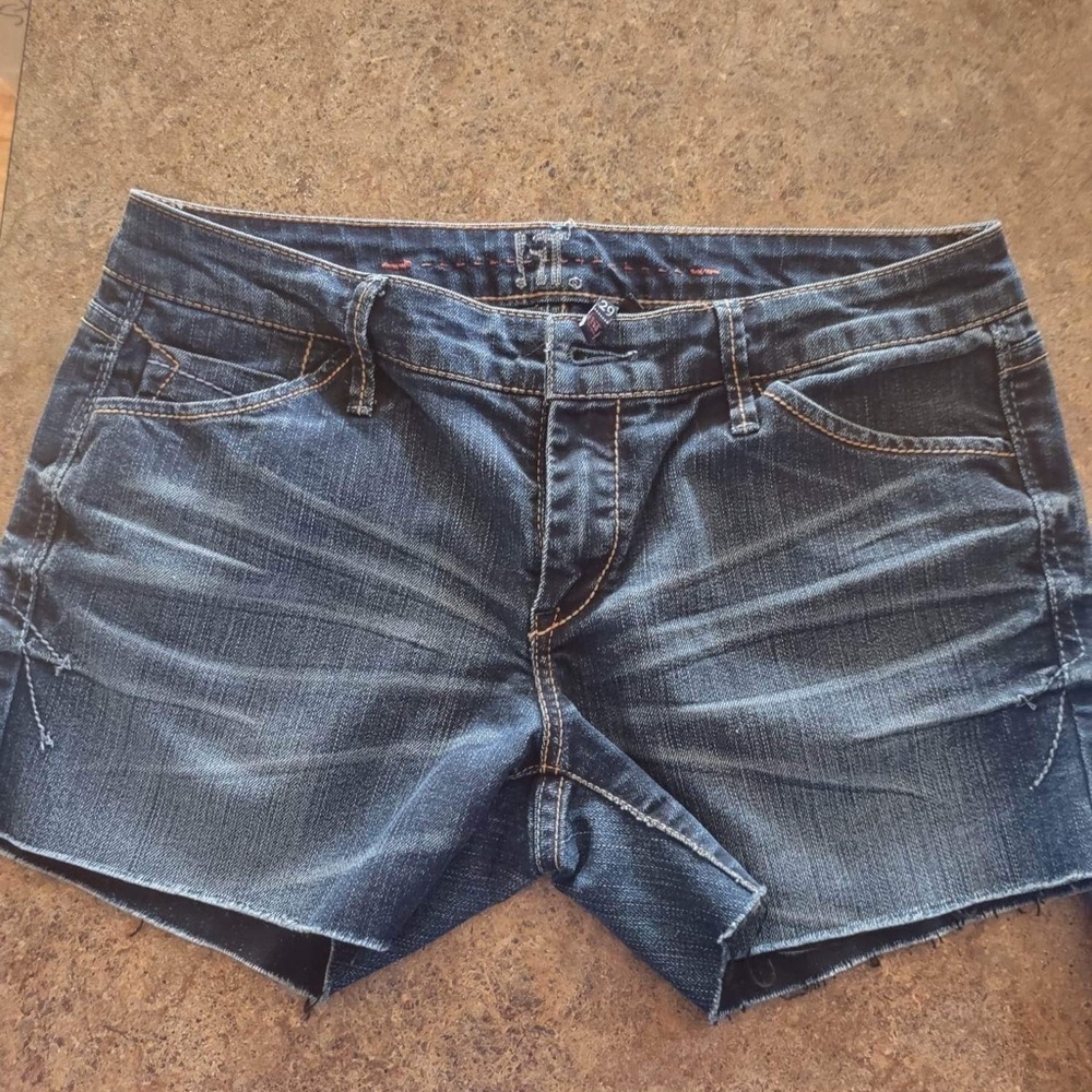 Lit Dark Wash Womens Denim Cutoff Shorts